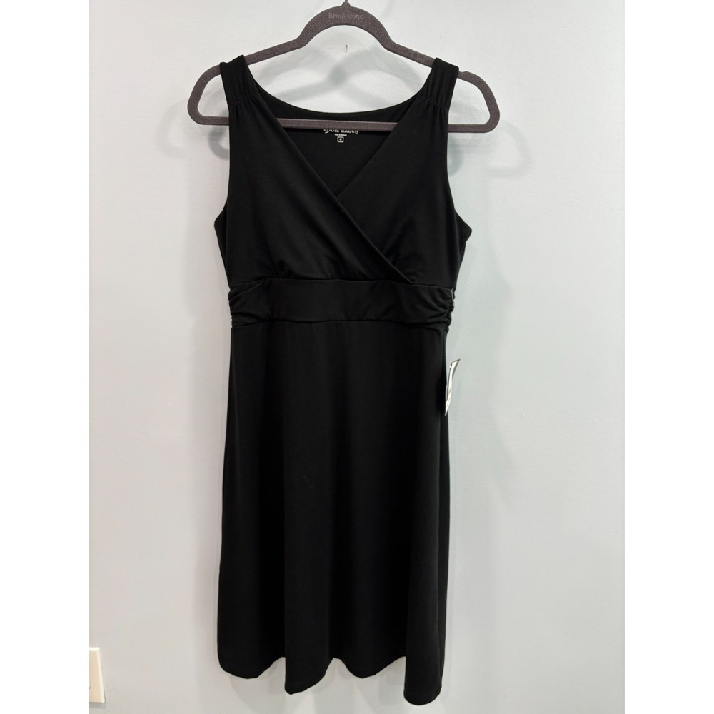 NEW Eddie Bauer Black Sleeveless Athletic Wrap Style Dress Midi Stretch Women M